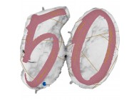 Sempertex-Folie-Betallic-Anagram-Flexmetal-Balloons-Shape-Marble-Number 50 - Rose Gold