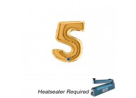 Sempertex-Folie-Betallic-Anagram-Flexmetal-Balloons-Shape-Gold-Number 5-