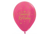 SempertexEurope-HappyBirthday-Crown-PearlFuchsia-412-12inch-R12HBCROWN-LatexBalloon