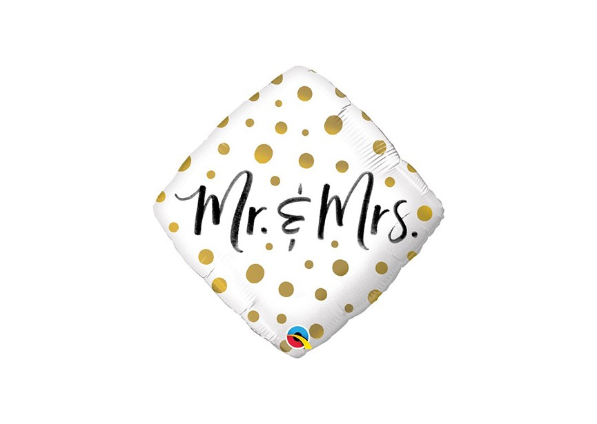 sempertex- balloons-groothandel-distributeur-ballons-latex--supershape-foil-balloon-Mr&Mrs gold dots square