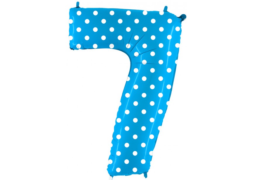 sempertex-europe-ballonnen-groothandel-ballons-distributeur-bubbles-foil-qualatex-anagram-Number 7 - Blue - White Dots