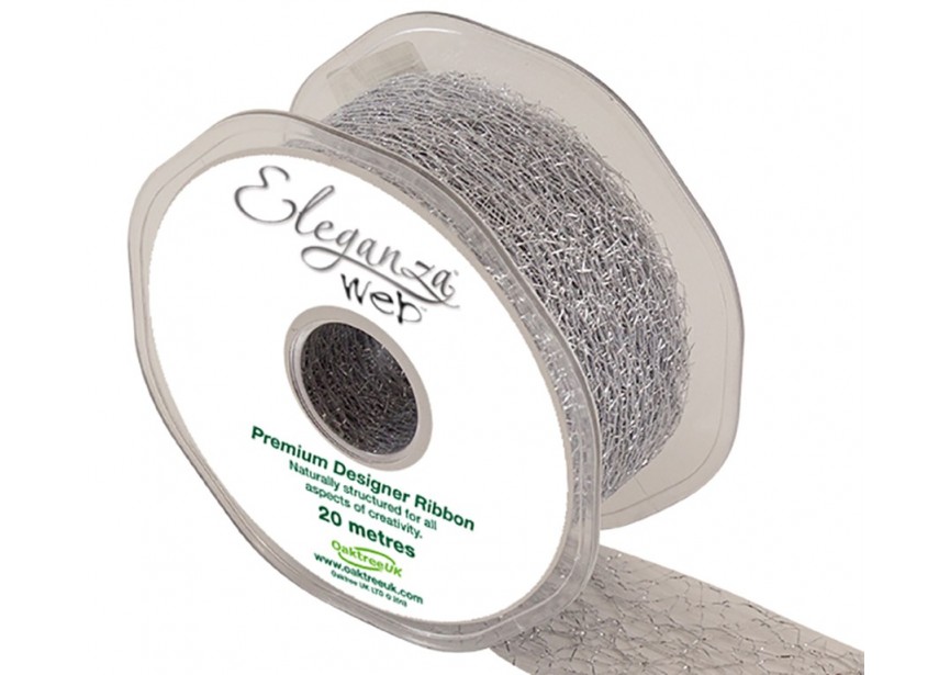 224467 Web Ribbon 38mm x 20m Metallic Silver No.66