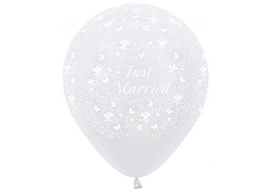 sempertex-europe-balloons-latex-distributor-ballonnen-foil-anagram-betallic-Printed-Just Married Butterfly-Pearl White