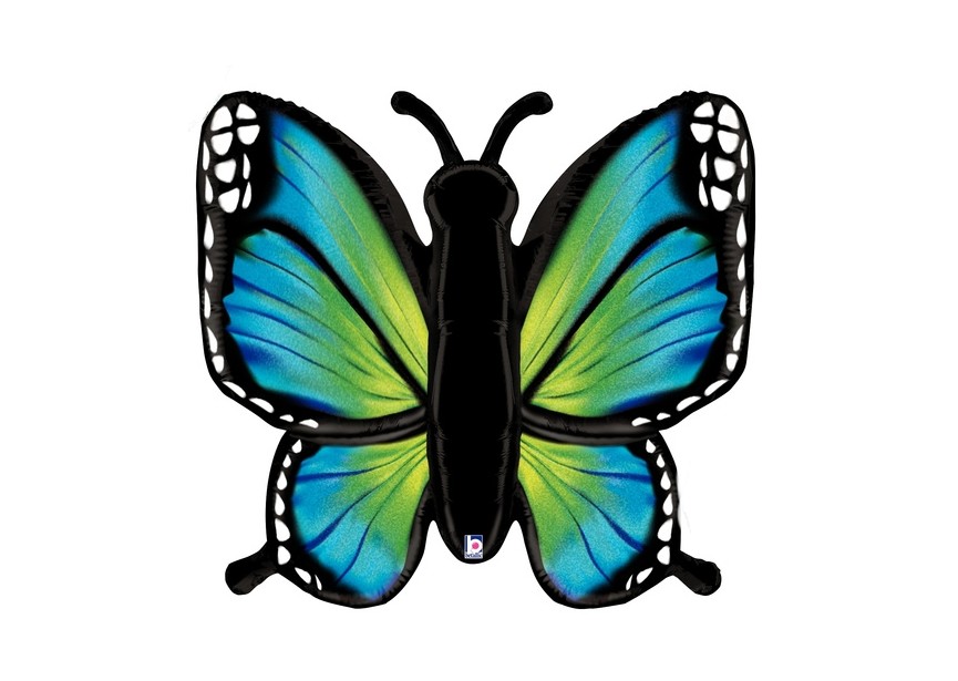 Sempertex-Folie-Betallic-Anagram-Flexmetal-Balloons-Shape-Green Blue Butterfly