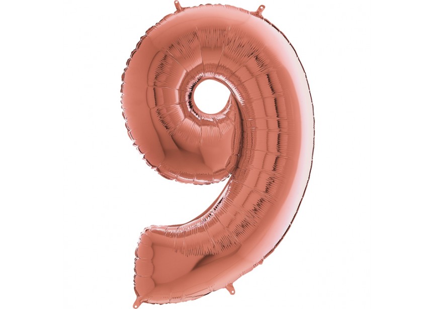 Sempertex-Folie-Betallic-Anagram-Flexmetal-Balloons-Shape-Rose Gold-Number 9