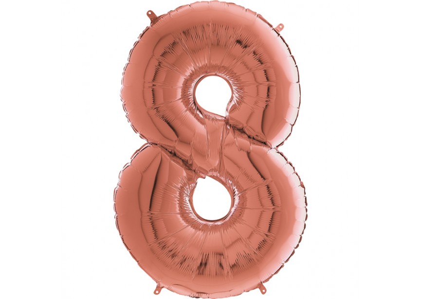 Sempertex-Folie-Betallic-Anagram-Flexmetal-Balloons-Shape-Rose Gold-Number 8