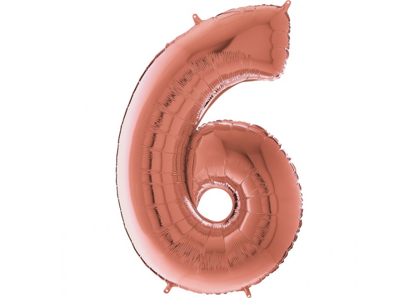 Sempertex-Folie-Betallic-Anagram-Flexmetal-Balloons-Shape-Rose Gold-Number 6