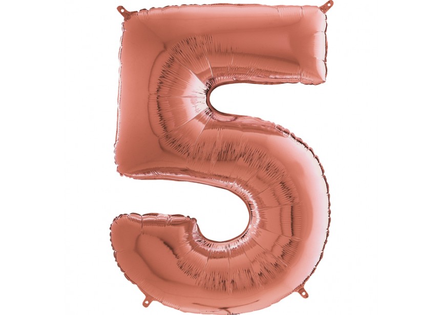 Sempertex-Folie-Betallic-Anagram-Flexmetal-Balloons-Shape-Rose Gold-Number 5