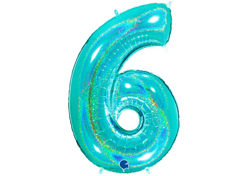 Sempertex-Folie-Betallic-Anagram-Flexmetal-Balloons-Shape-Glitter Tiffany-Number 6