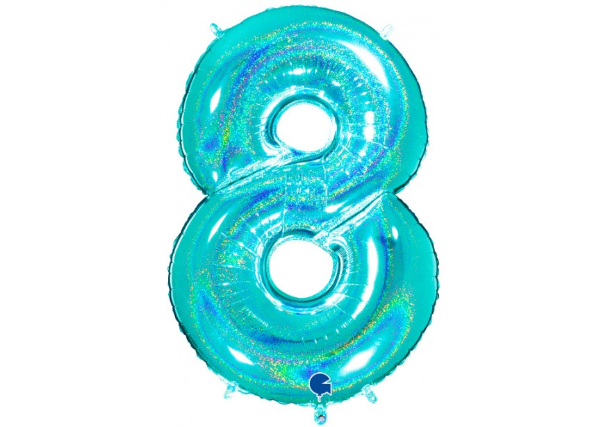 Sempertex-Folie-Betallic-Anagram-Flexmetal-Balloons-Shape-Glitter Tiffany-Number 8