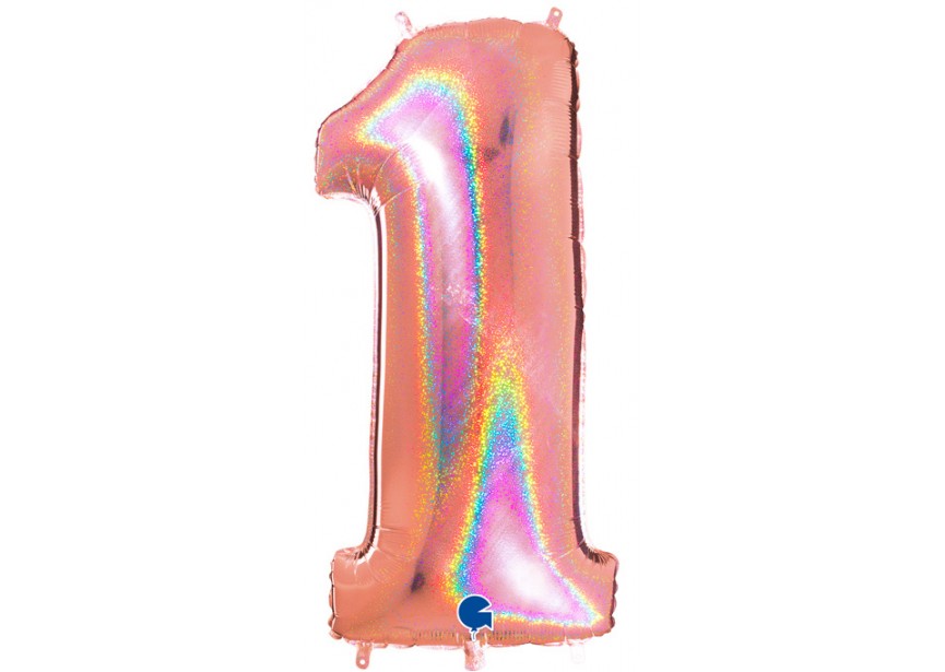 Sempertex-Folie-Betallic-Anagram-Flexmetal-Balloons-Shape-Glitter Rose Gold - Number 1