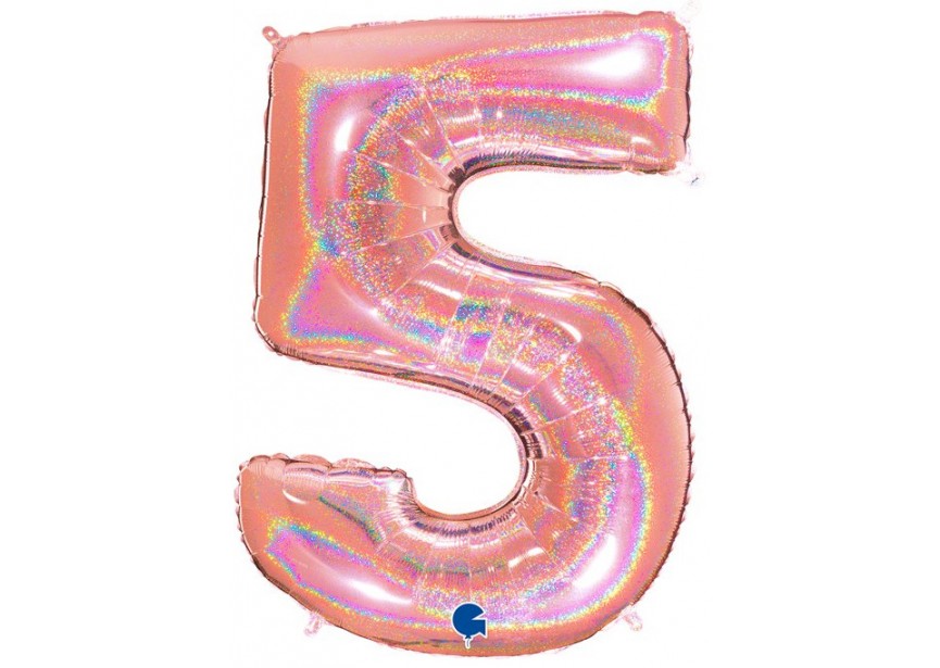 Sempertex-Folie-Betallic-Anagram-Flexmetal-Balloons-Shape-Glitter Rose Gold - Number 5