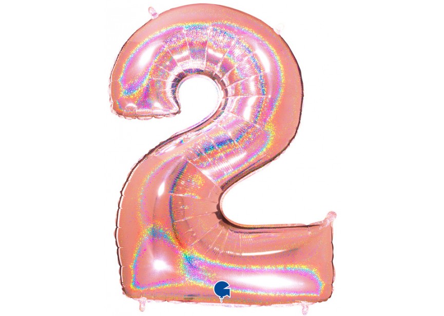 Sempertex-Folie-Betallic-Anagram-Flexmetal-Balloons-Shape-Glitter Rose Gold - Number 2