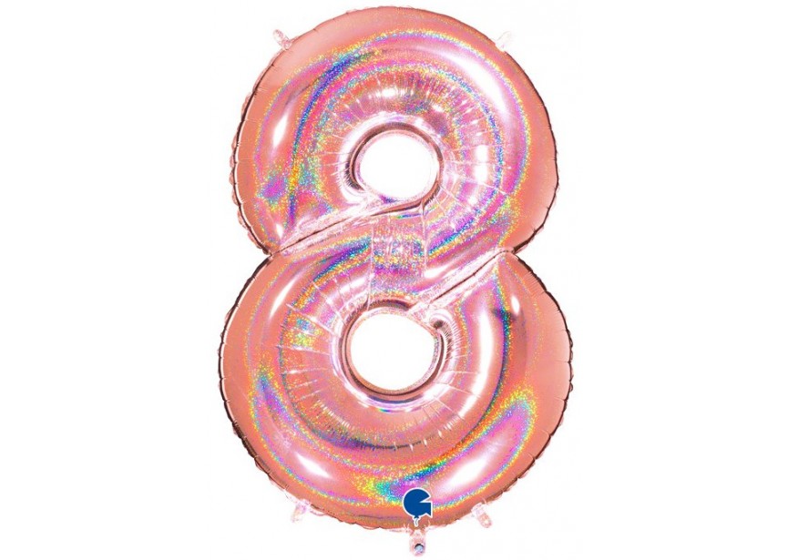 Sempertex-Folie-Betallic-Anagram-Flexmetal-Balloons-Shape-Glitter Rose Gold - Number 8