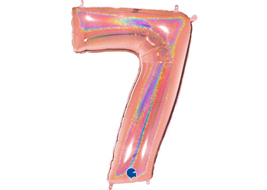 Sempertex-Folie-Betallic-Anagram-Flexmetal-Balloons-Shape-Glitter Rose Gold - Number 7