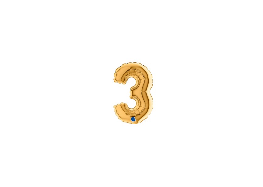 Sempertex-Folie-Betallic-Anagram-Flexmetal-Balloons-Shape-Gold-Number 3-