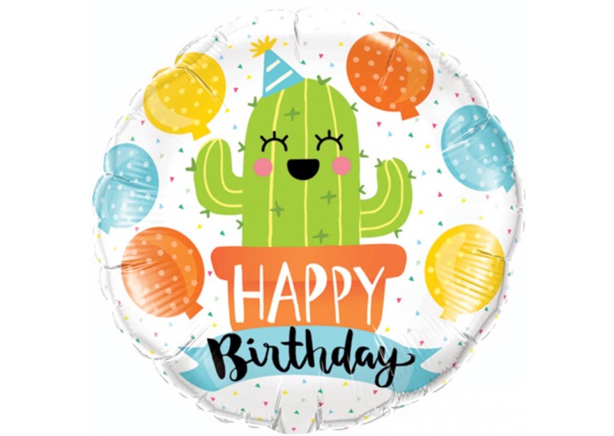 Sempertex-Folie-Betallic-Anagram-Flexmetal-Balloons-Shape-Happy Birthday Cactus