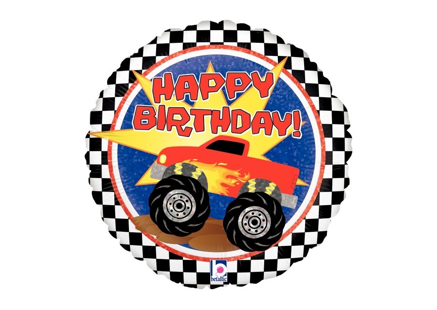 Sempertex-Folie-Betallic-Anagram-Flexmetal-Balloons-Shape-Happy Birthday Monstertruck