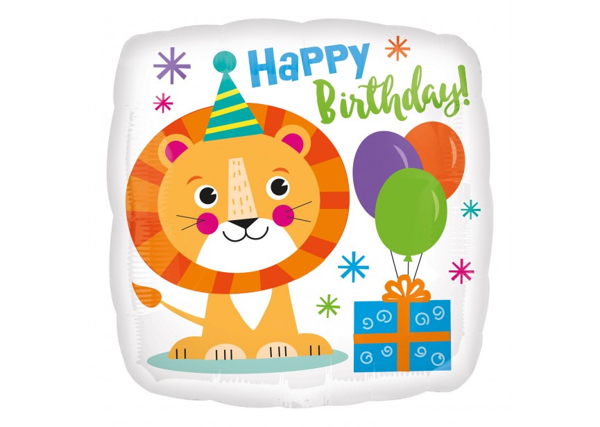 Sempertex-Folie-Betallic-Anagram-Flexmetal-Balloons-Shape-Happy Birthday Lion