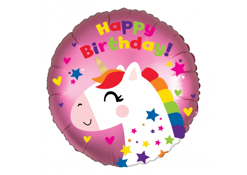 Sempertex-Folie-Betallic-Anagram-Flexmetal-Balloons-Shape-Happy Birthday Unicorn- Satin Luxe