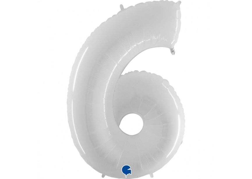 Sempertex-Folie-Betallic-Anagram-Flexmetal-Balloons-Shape-Number 6- White