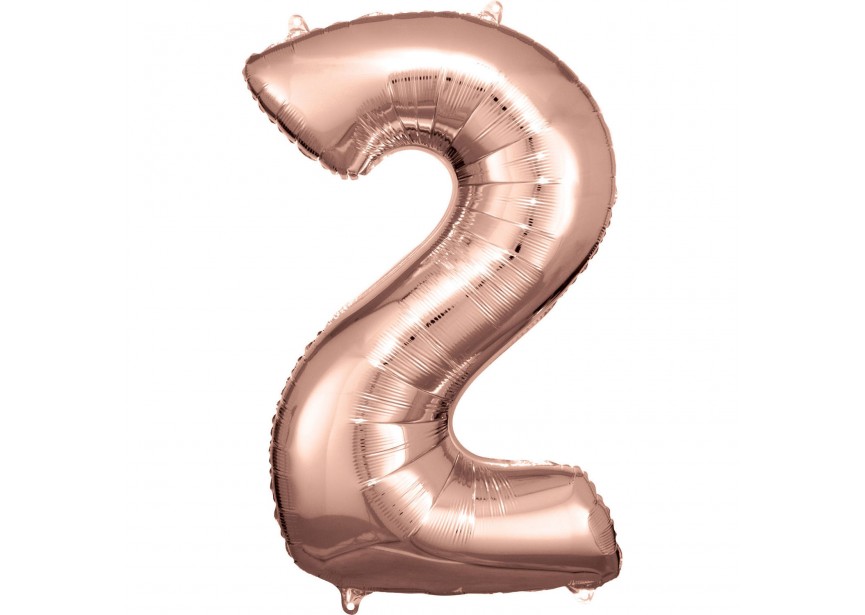 Sempertex-Folie-Betallic-Anagram-Flexmetal-Balloons-Shape-Rose Gold-Number 2