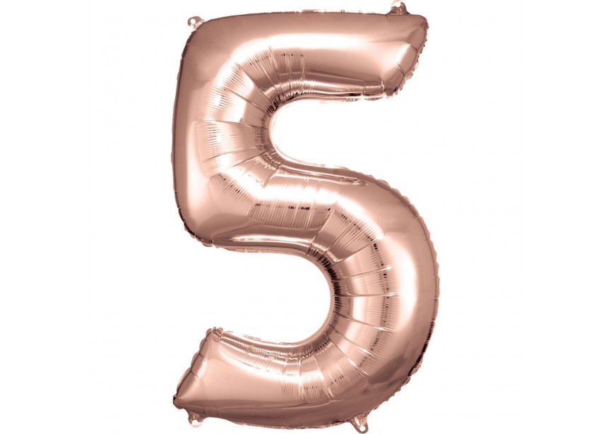 Sempertex-Folie-Betallic-Anagram-Flexmetal-Balloons-Shape-Rose Gold-Number 5