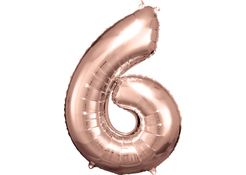 Sempertex-Folie-Betallic-Anagram-Flexmetal-Balloons-Shape-Rose Gold-Number 6