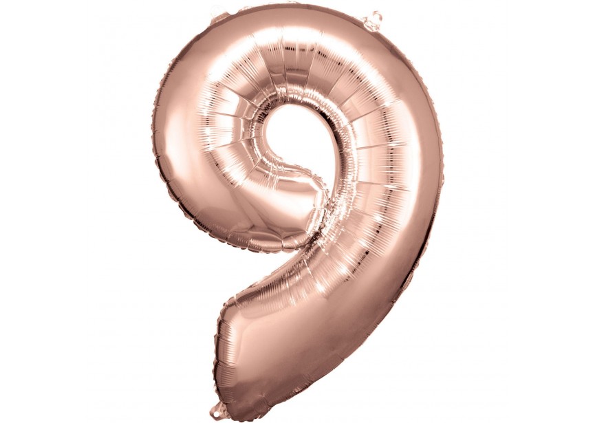 Sempertex-Folie-Betallic-Anagram-Flexmetal-Balloons-Shape-Rose Gold-Number 9