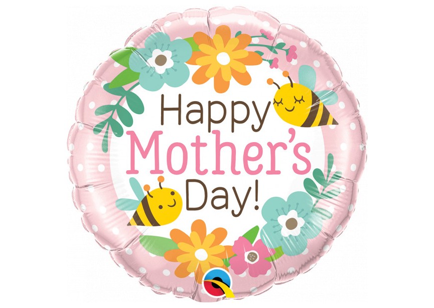 Sempertex-Folie-Betallic-Anagram-Flexmetal-Balloons-Shape-Happy Mothersday Bees and flowers