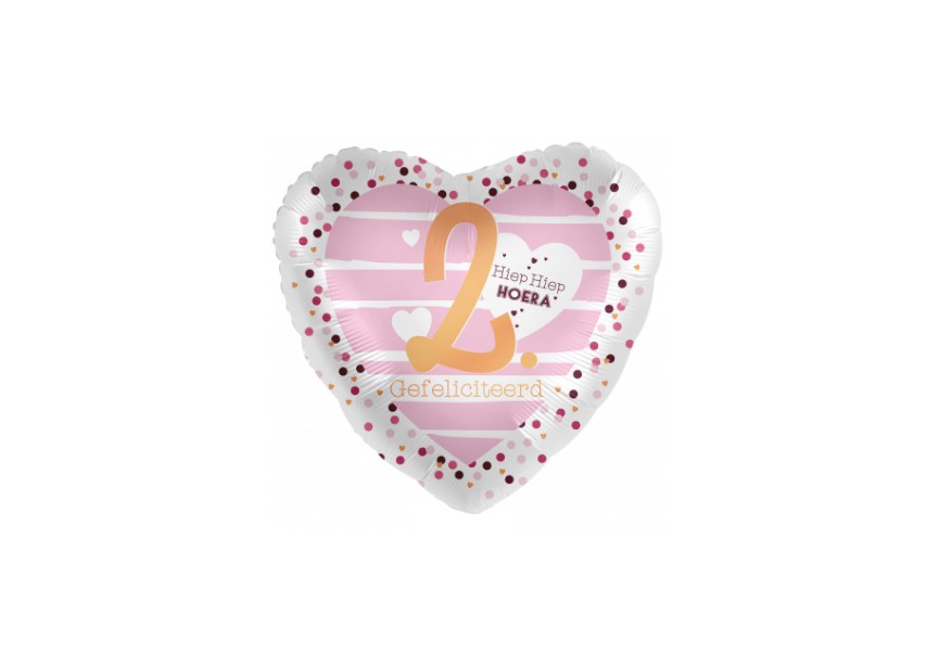 Sempertex-Folie-Betallic-Anagram-Flexmetal-Balloons-Shape-Hiep Hiep Hoera 2 jaar-pink