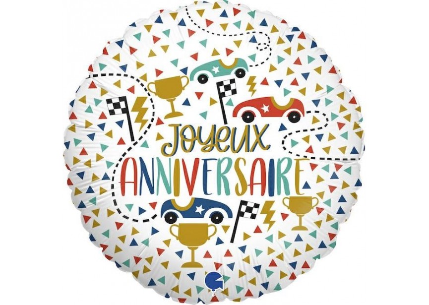 Sempertex-Folie-Betallic-Anagram-Flexmetal-Balloons-Shape-Joyeux Anniversaire-Voitures