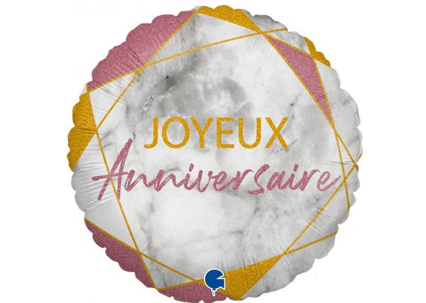 Sempertex-Folie-Betallic-Anagram-Flexmetal-Balloons-Shape-Joyeux Anniversaire Marble