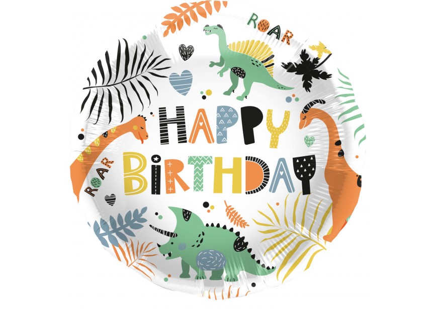 Sempertex-Folie-Betallic-Anagram-Flexmetal-Balloons-Shape-Happy Birthday Dinos