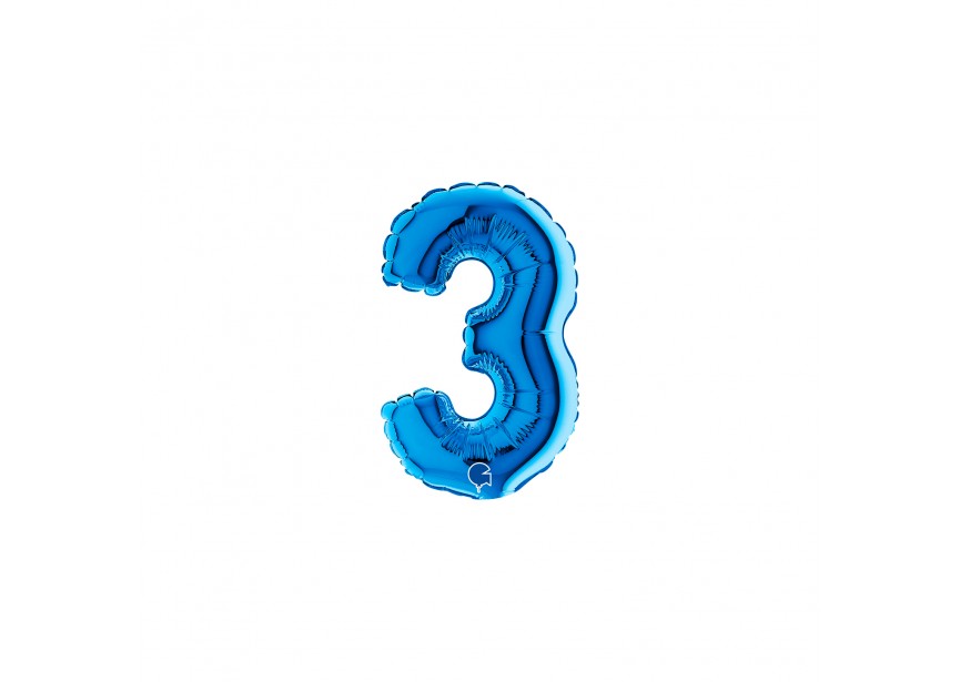 Sempertex-Folie-Betallic-Anagram-Flexmetal-Balloons-Shape-Blue-Number 3