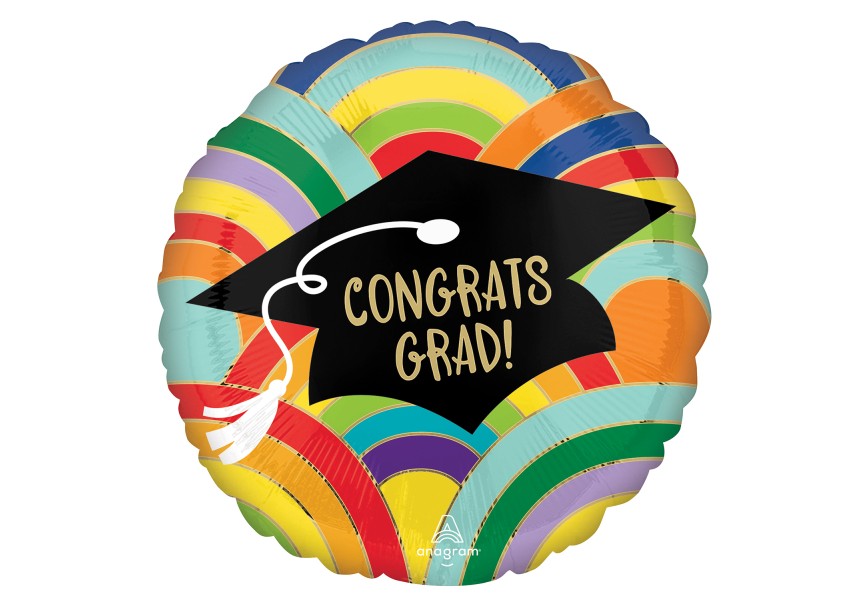 Sempertex-Folie-Betallic-Anagram-Flexmetal-Balloons-Shape-Congrats Grad Rainbow Colors