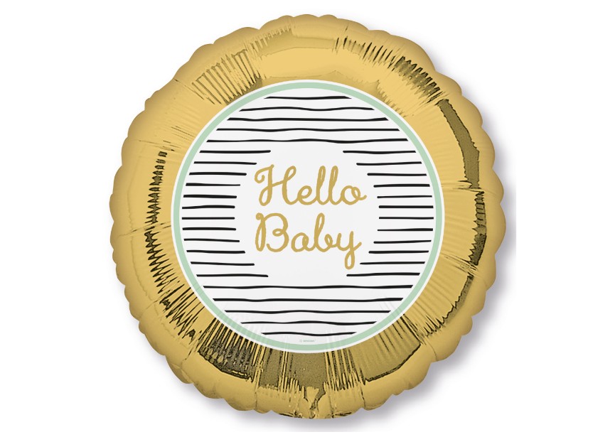 Sempertex-Folie-Betallic-Anagram-Flexmetal-Balloons-Shape-Hello Baby-Gold