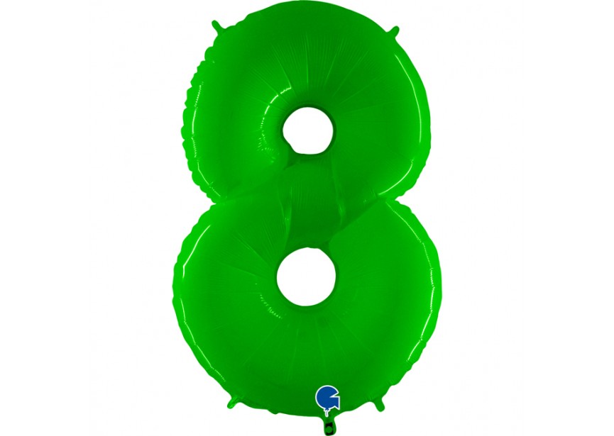 Sempertex-Folie-Betallic-Anagram-Flexmetal-Balloons-Shape-Hot Lime Shiny-Number 8