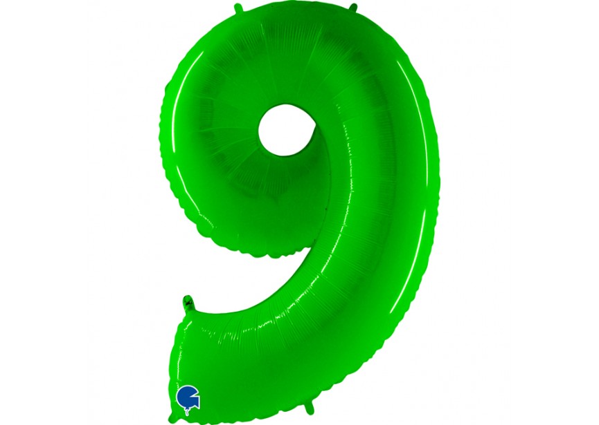 Sempertex-Folie-Betallic-Anagram-Flexmetal-Balloons-Shape-Hot Lime Shiny-Number 9