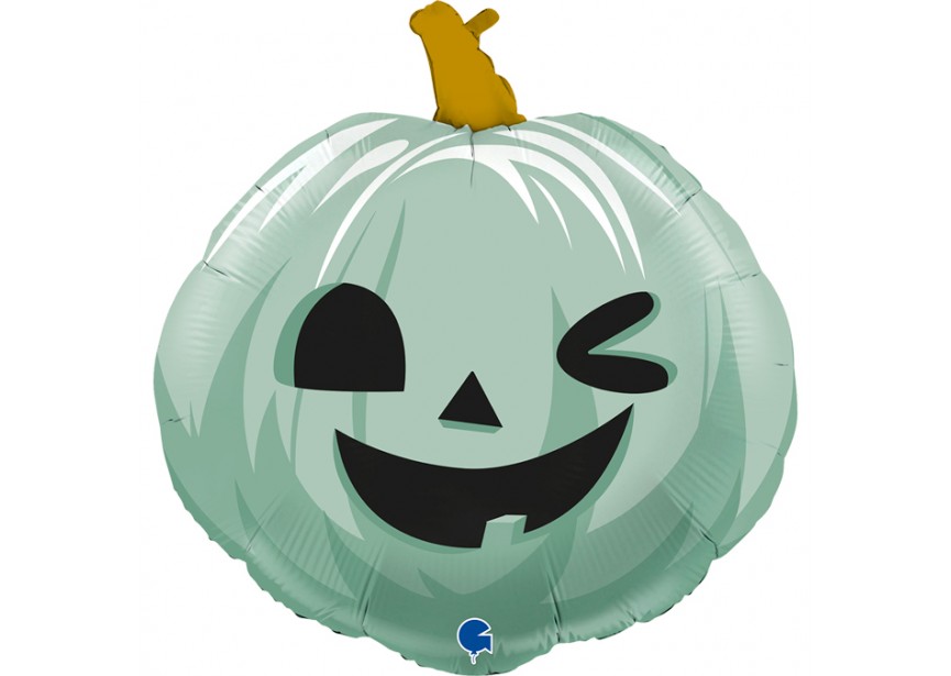 Sempertex-Folie-Betallic-Anagram-Flexmetal-Balloons-Shape-Flexmetal-Shape-Halloween-Funny Pumpkin-Green