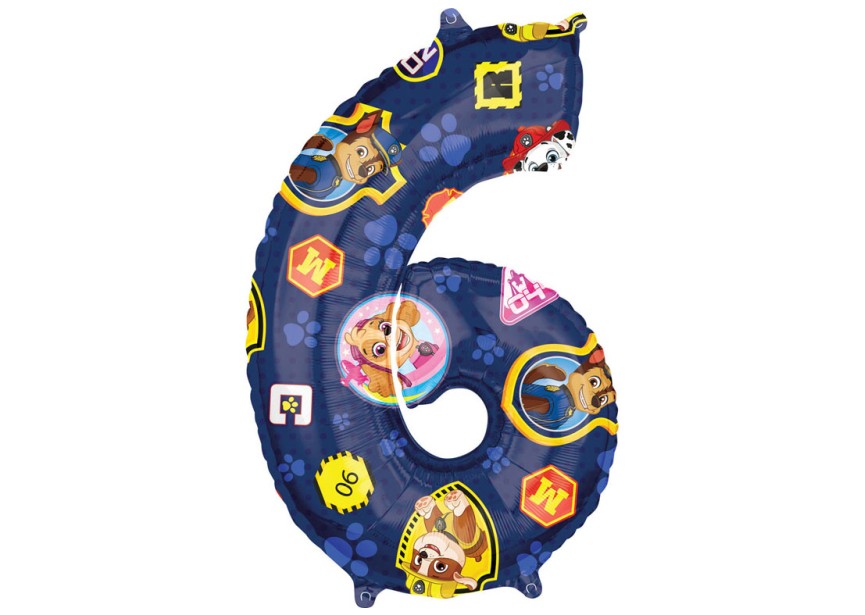 Sempertex-Folie-Betallic-Anagram-Flexmetal-Balloons-Shape-Paw Patrol-Number 6