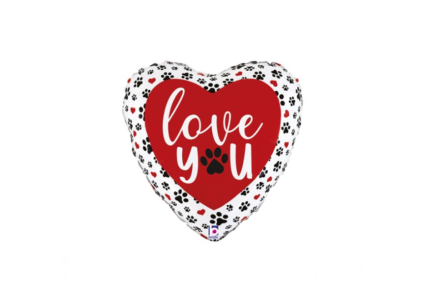 Sempertex-Folie-Betallic-Anagram-Flexmetal-Balloons-Shape-Love You Paw Prints-9 inch