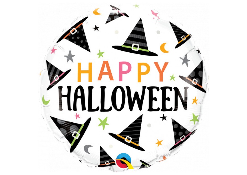 Sempertex-Folie-Betallic-Anagram-Flexmetal-Balloons-Shape-Flexmetal-Shape-Halloween- Happy Halloween - Witch Hats