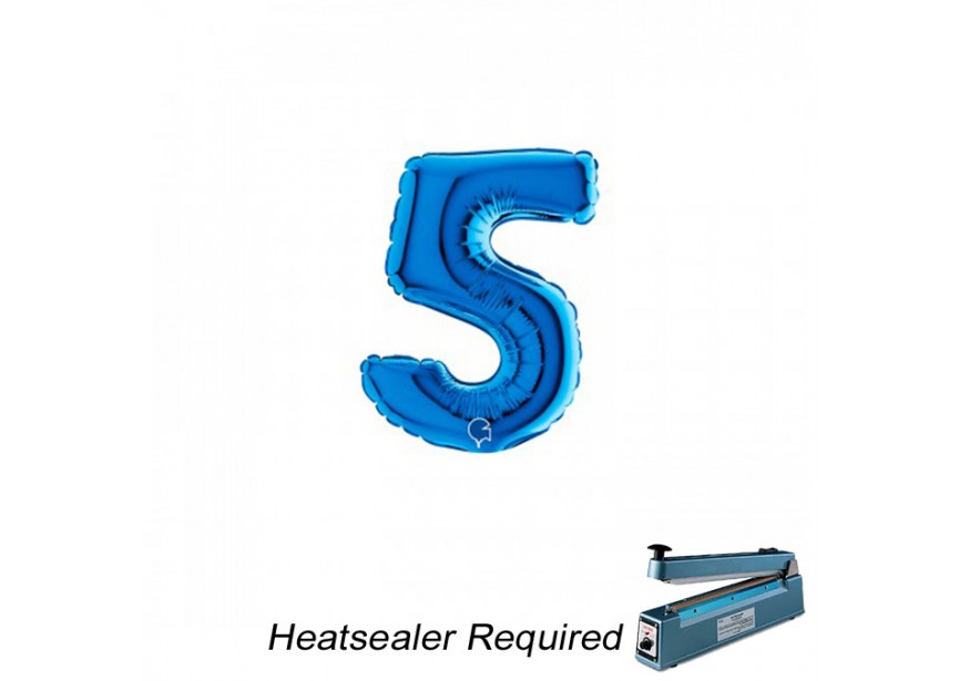 Sempertex-Folie-Betallic-Anagram-Flexmetal-Balloons-Shape-Blue-Number 5