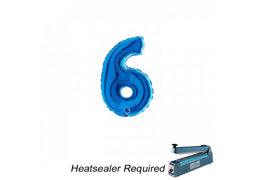 Sempertex-Folie-Betallic-Anagram-Flexmetal-Balloons-Shape-Blue-Number 6