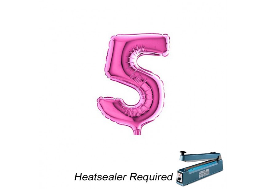 Sempertex-Folie-Betallic-Anagram-Flexmetal-Balloons-Shape-Fuchsia-Number 5