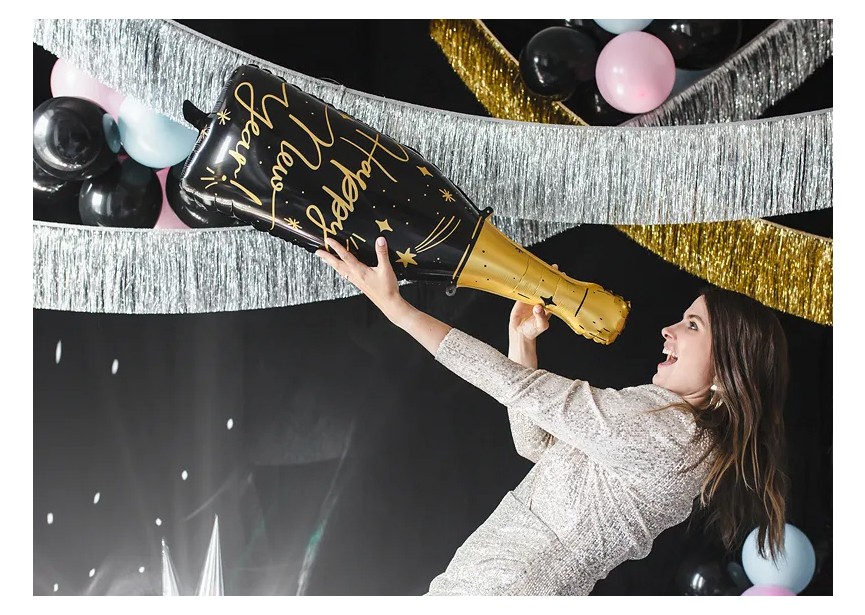 Sempertex-Folie-Betallic-Anagram-Flexmetal-Balloons-Shape-Happy New Year-Champagne 1