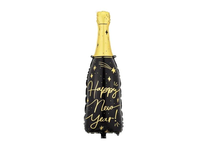 Sempertex-Folie-Betallic-Anagram-Flexmetal-Balloons-Shape-Happy New Year-Champagne