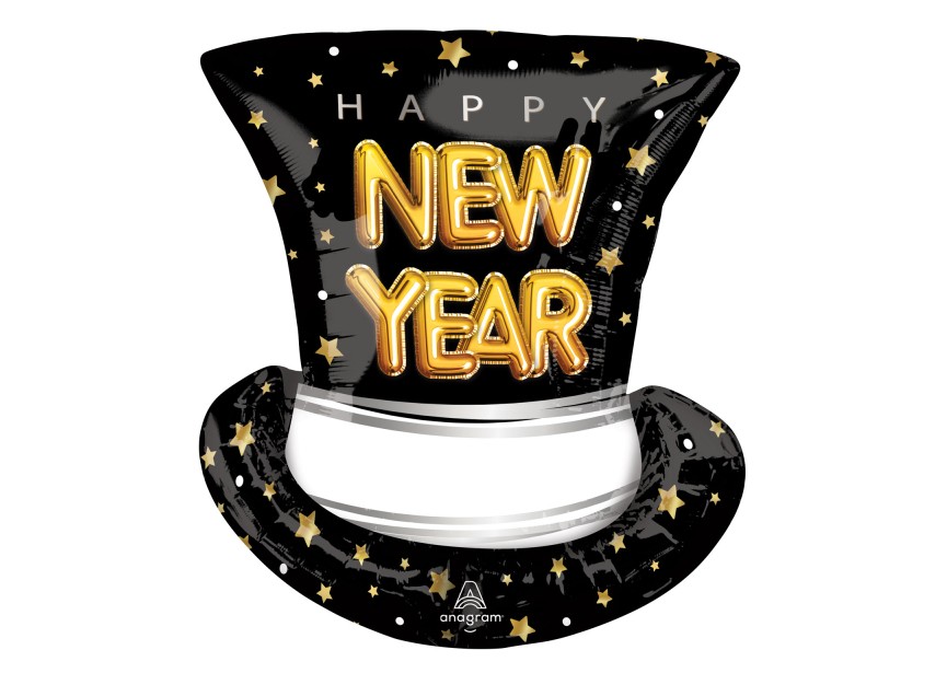 Sempertex-Folie-Betallic-Anagram-Flexmetal-Balloons-Shape-Flexmetal-Shape-Happy New Year-Hat