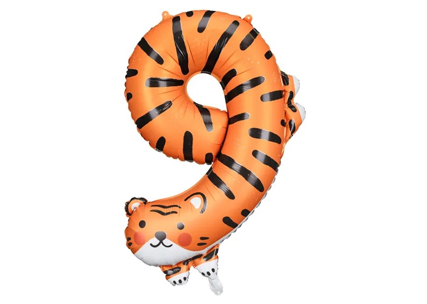 Sempertex-Folie-Betallic-Anagram-Flexmetal-Balloons-Shape-Number 9-Tiger